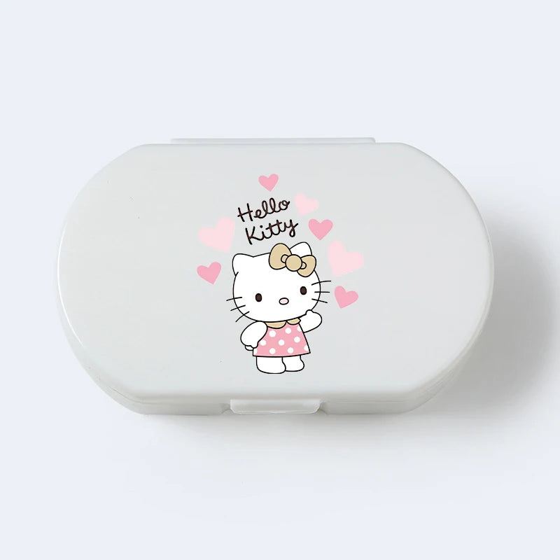 Cartoon Hello Kitty My Melody Plastic Pill Box Mini Tablet Case Anime Kawaii Portable Travel Medicines Storage Case Container