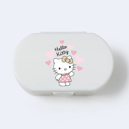 Cartoon Hello Kitty My Melody Plastic Pill Box Mini Tablet Case Anime Kawaii Portable Travel Medicines Storage Case Container