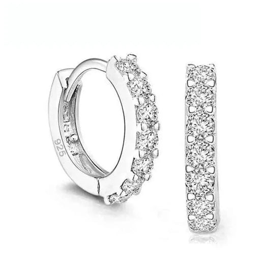 Luxury Romantic Women Jewelry 925 Sterling Silver Plated Rhinestone Crystal Hoop Earrings For Women Wholesale