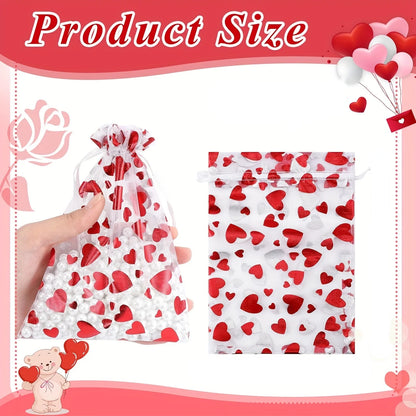 100PCS Valentine’s Organza Drawstring Bags – Mini Jewelry, Candy & Party Favor Pouches