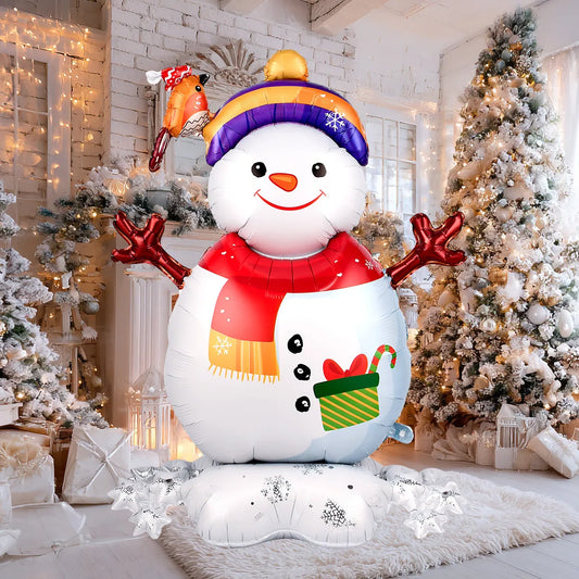 63inch Giant Stand Pedestal Snowman Foil Balloons New Year Christmas Decorations Navidad 2026 Decor Party Supplies