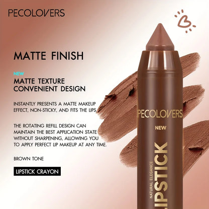Velvet Lip Liner Crayon, Matte Tapered Gradient Lipstick Pen, Waterproof Non-Sticky Contouring Lip Makeup, Mixed Color System
