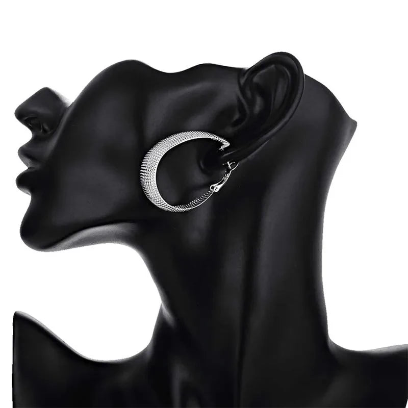 925 Sterling Silver Hoop Earrings For Women Wedding Gift Fine Europe Jewelry Christmas Gift Engagement Party