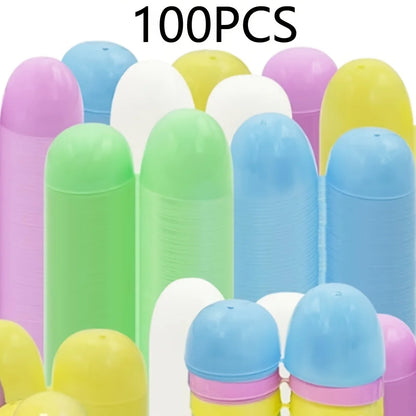 100Pcs Macaron Color Easter Eggs Plastic Fillable Easter Egg Hunt Game Supplies Candy Gift Packing Box Kids Birthday Party Decor
