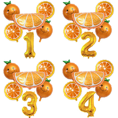 6pcs Orange Foil Balloon with 32inch Number Balloons Summer Themed Fruit Globals Baby Shower Birthday Thankgiving Party Decor