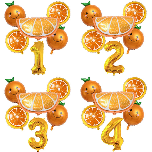 6pcs Orange Foil Balloon with 32inch Number Balloons Summer Themed Fruit Globals Baby Shower Birthday Thankgiving Party Decor