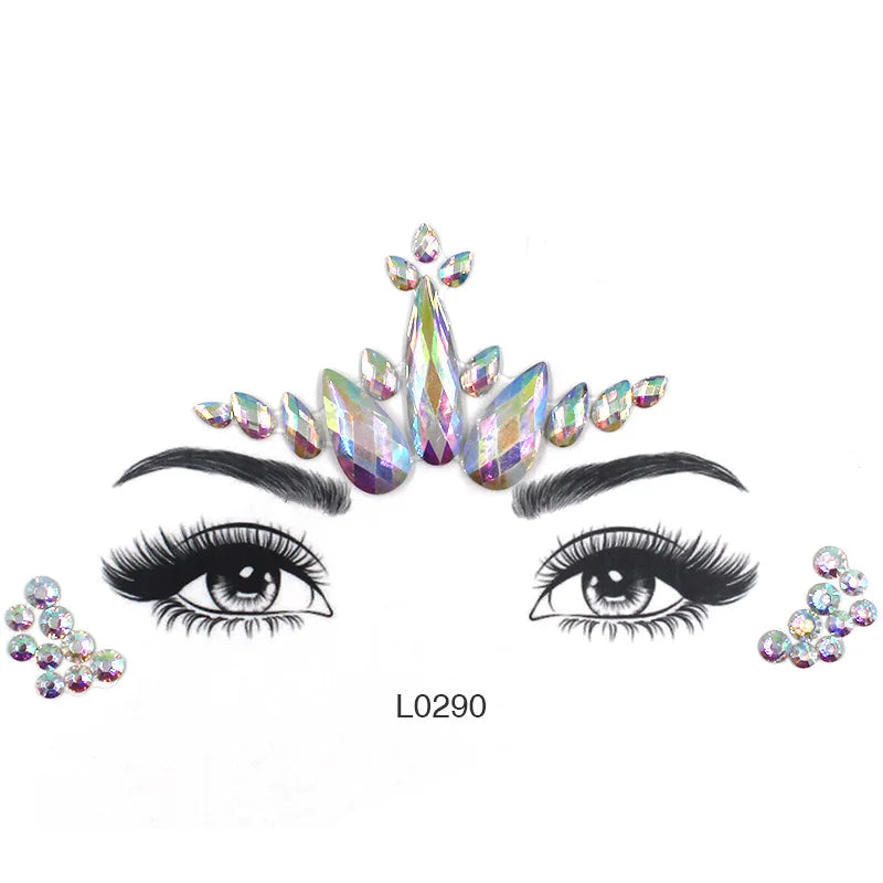 3D Sexy Face Tattoo Crystal Stickers Temporary Tattoos Glitter Fake Tattoo Rhinestones Masquerade Women Party Face Jewels Tattoo