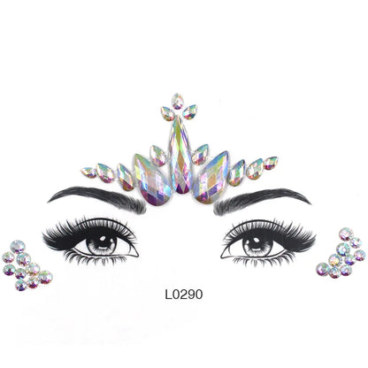 3D Sexy Face Tattoo Crystal Stickers Temporary Tattoos Glitter Fake Tattoo Rhinestones Masquerade Women Party Face Jewels Tattoo