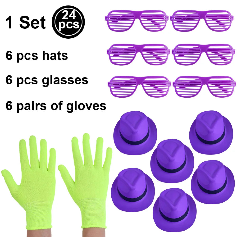 UV Neon Glow Party Hats – Blacklight Fluorescent Plastic Hats for Kids & Adults