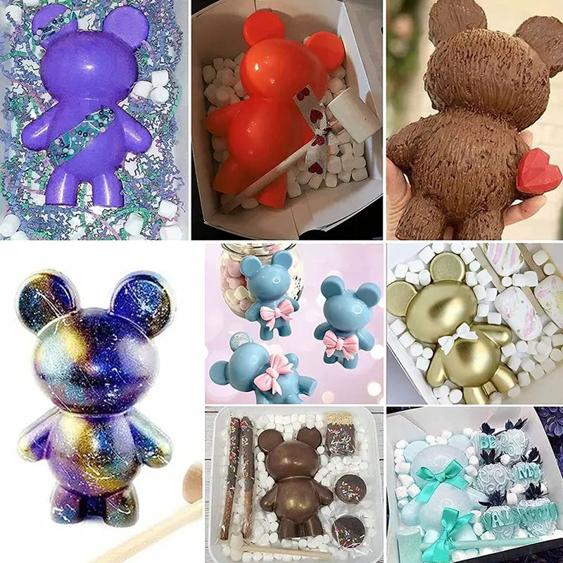 1PC 3D Surprise Bear Chocolate Silicone Mold DIY Mousse Cake Mould For Cake Decorating Tools