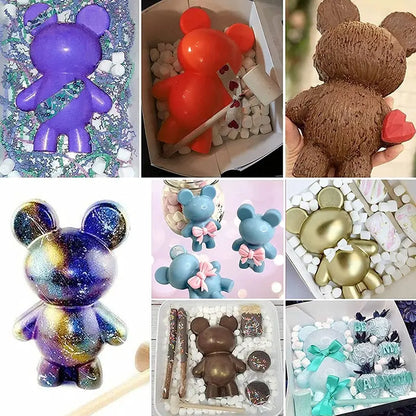 1PC 3D Surprise Bear Chocolate Silicone Mold DIY Mousse Cake Mould For Cake Decorating Tools