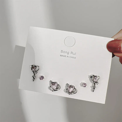 Pink Heart Stud Earrings f