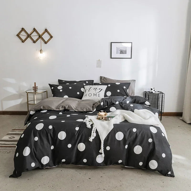 2/3 pcs Cartoon Print Duvet Cover Bedding Set With Pillowcase Cute Beautiful Comfortable for Bedroom Single Double Size No Sheet