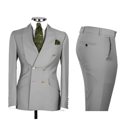 Chic Light Blue Double‑Breasted Groom Suit – Peak Lapel 2‑Piece Formal Wedding Tux Set