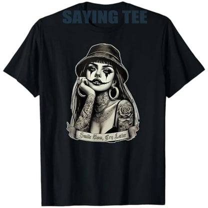 Chicana Payasa Clown Tee – Smile Now Cry Later Graphic Shirt