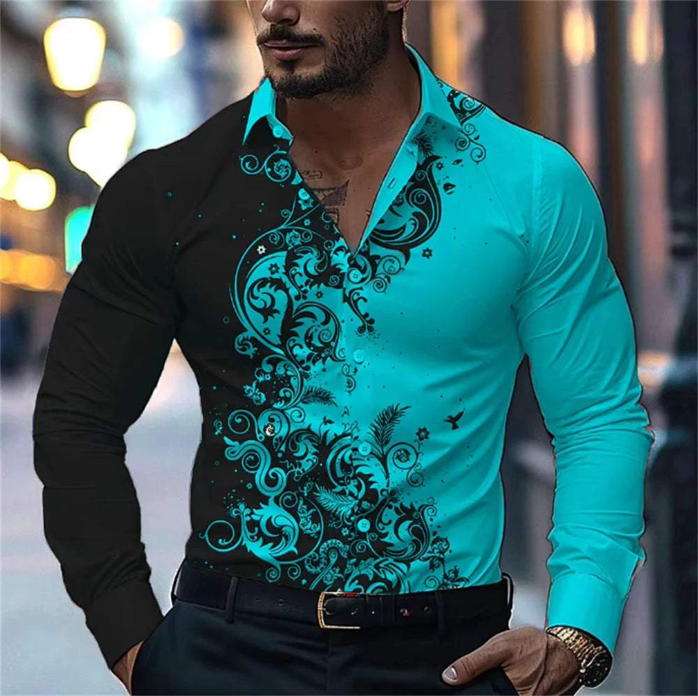 Men’s Casual Long Sleeve Button‑Up