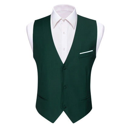 Designer Men's Vest Solid Silk Satin Waistcoat Tie Bowtie Hanky Set