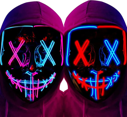 Poptrend LED Light‑Up Halloween Mask – Scary Cosplay Masquerade Mask for Festivals, Parties & Carnival Gifts