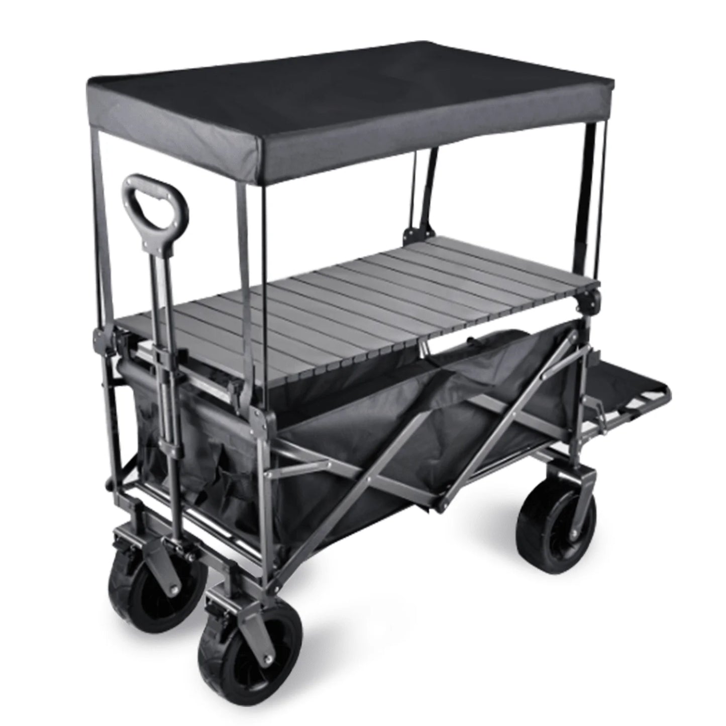 Duty Foldable Wagon Cart with 360° Rotating Wheels for All Terrain, Table Plate Portable Utility Cart for Grocery Beach Outdoor