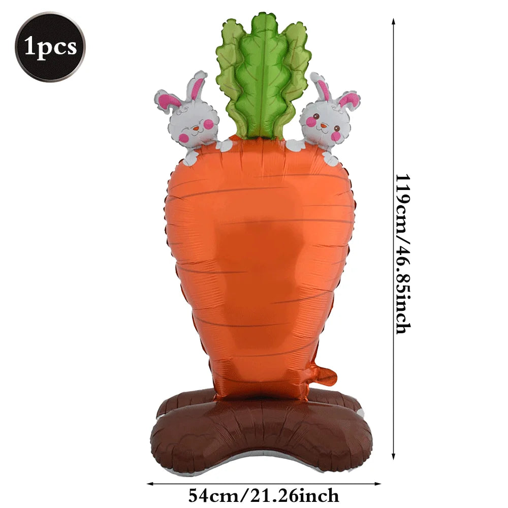 3D Standing Easter Foil Balloon Giant Rabbit Carrot Chick Egg Balloons Easter Party Decoration Kids Gift Air Filled Garden Decor
