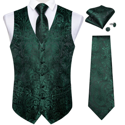 Luxury Paisley Men's Suit Vest Tuxedo Waistcoat Necktie Handkerchief Cufflink Sleeveless Jacket Vest