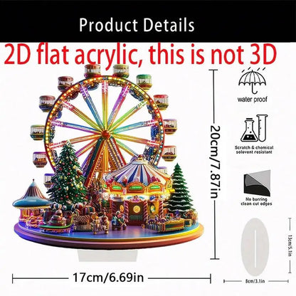 Christmas Ferris Wheel Decoration 2D Desktop Acrylic Ferris Wheel Shelf For Home Holiday Party Desktop Christmas Ornaments