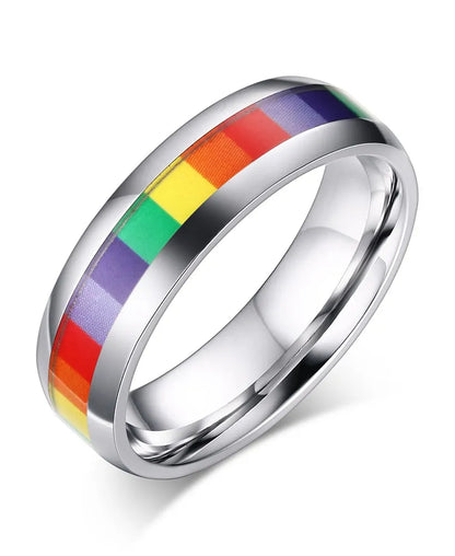 Pride Parade Lesbian Gay LGBT Pride Ring, Bisexual Non-binary Pride Multicolor Rainbow Ring, Love Promise Wedding Jewelry