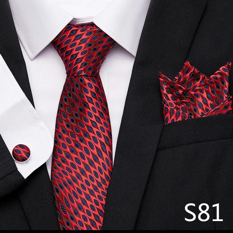Tie Pocket Squares Cufflink Necktie Set