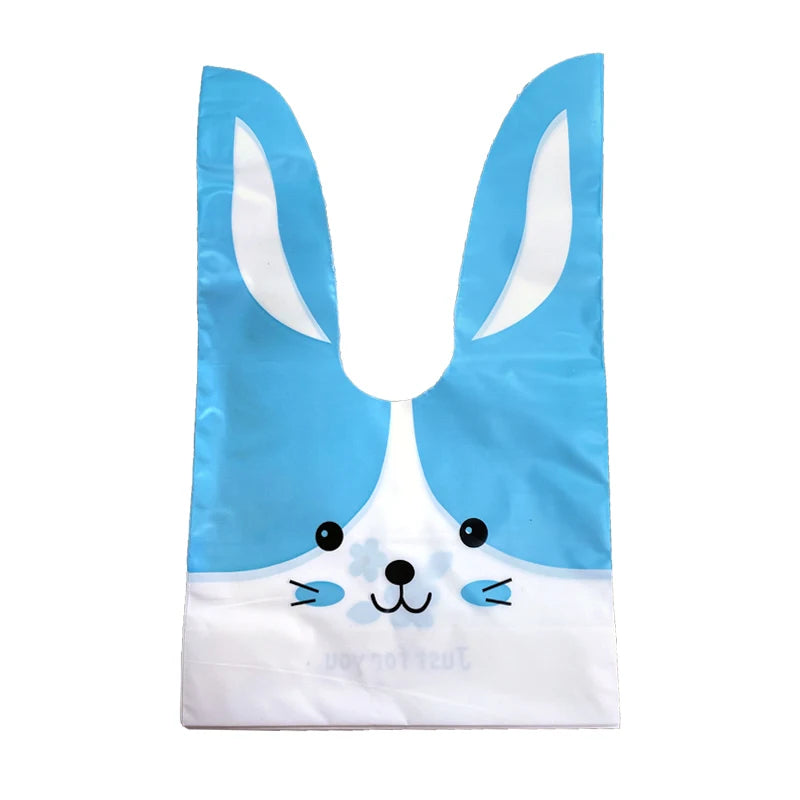 20PCS Kids Birthday Party Decoration Easter Carrot Candy Bag Easter Rabbit Gift Bag Candy Cones Transprant Plastic Bag