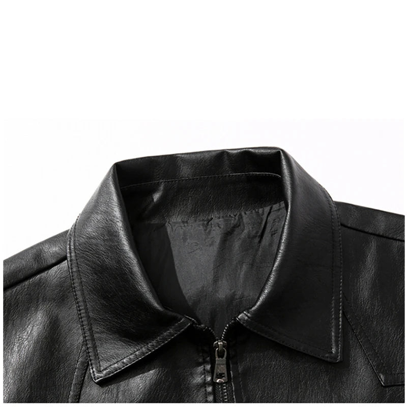 Men’s Trendy PU Leather Jacket – Black or Light Green, Asian Size M–7XL