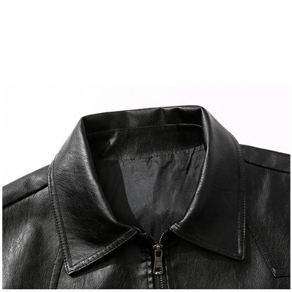 Men’s Trendy PU Leather Jacket – Black or Light Green, Asian Size M–7XL