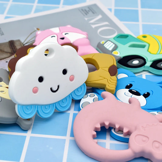 New Cartoon Silicone Teether BPA-Free Baby Chewing Molar Teething Toy Pacifier Chain DIY Accessories