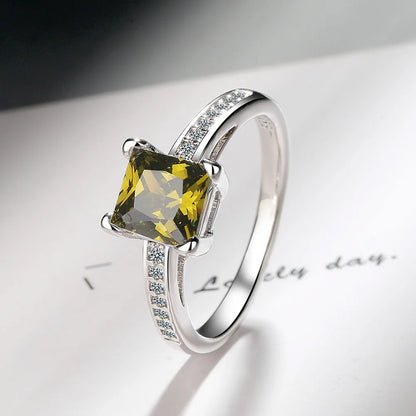 925 Sterling Silver Rings Size 5#-10# Quadrate Zircon High Quality For Women Fine Wedding  Jewelry Accessories Party Gifts