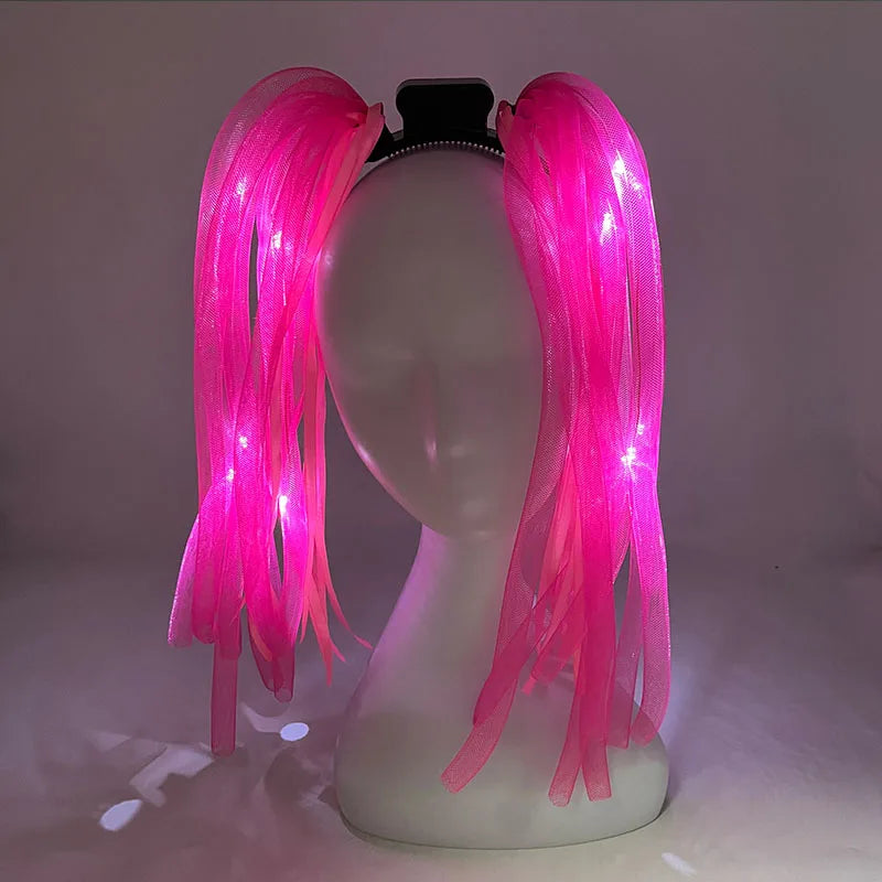 Disco Luminous Flashing Noodles Headband Light up Braid Headband Girl Women Bar Club Night Show Headwear Supplies