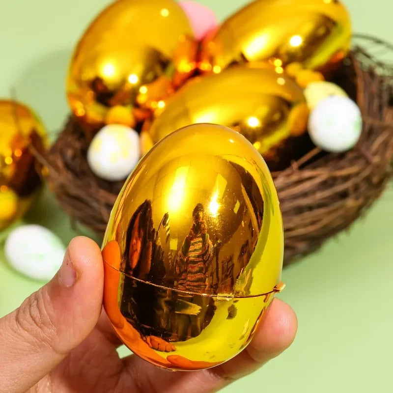 Easter Filling Eggs Golden Easter Decoration Egg Plastic Empty Simulation Eggshell Party Game Toys Festival Party Decor Supplies