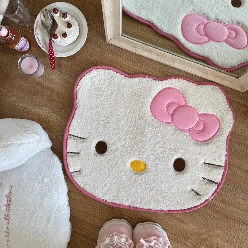 50*60cm Hello Kitty Bath Mat Anti Slip Bathroom Rug Cartoon Anime Bedroom Plush Rug Living Room Cute Floor Mat Doormat Decoration