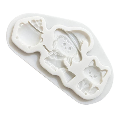 Halloween Witch Cat Cauldron Silicone Sugarcraft Mold Resin Tools Cupcake Baking Mould Fondant Cake Decorating Tools