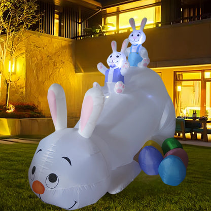 Easter Inflatable Outdoor Toys Easter Bunny Family Eggs Carrot with Build-in LEDs Blow Up Decorations for Party Yard Garden Lawn