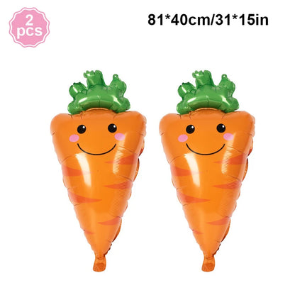Easter Bunny Foil Balloon Cute Rabbit Chicken Egg Cartoon Carrot Foil Balloon Kids Happy Easter Gift Girl Baby Shower Decoration