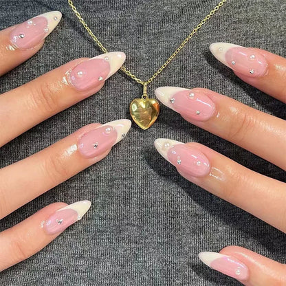 24pcs Full Cover Long False Press On Nails With Designs Light Green Stripe Gradient