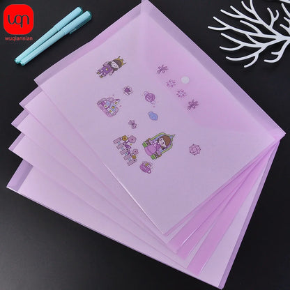5pcs Plastic Transparent Document Storage Folder  Bag 16C -A4 Paper Size
