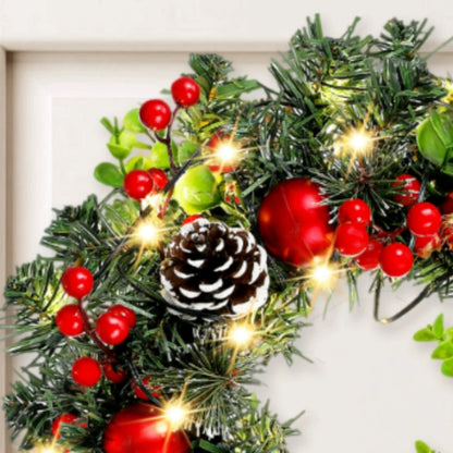 Elegant LED PVC Red Fruit Christmas Wreath Decorations