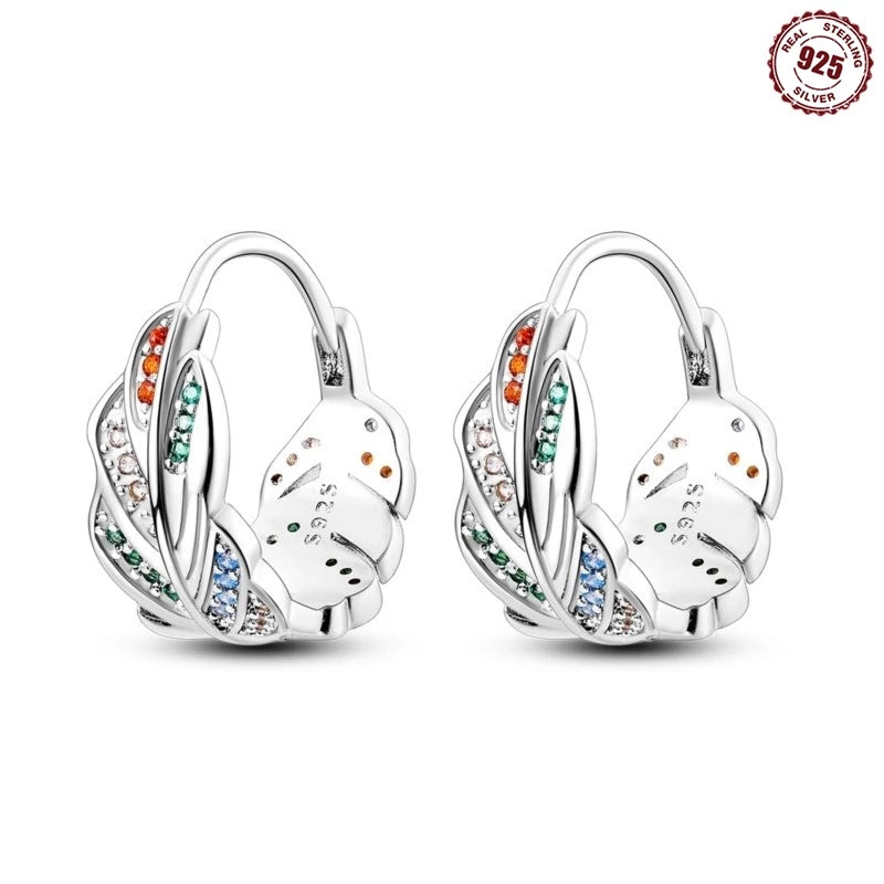 925 Sterling Silver Hoop Earrings Simple Sleeping Cat Earrings For Engagement Wedding Party Birthday Jewelry Gift