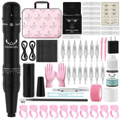 DM Wireless Permanent Makeup Machine Kit Micropigmentation Microblading Pen Eyebrow Tattoo Kit With Ink 15PCS Eyebrow Needles