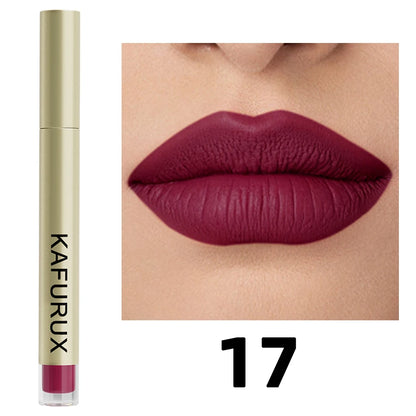 20 colors sexy long lasting velvet matte lip gloss liquid lipstick lip makeup red pink brown nonstick cup waterproof lip glaze