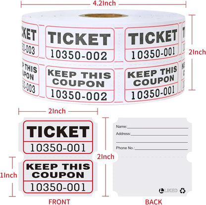 L LIKED Raffle Tickets Double Rolls 1000 per Roll 50/50 Raffle Tickets for Events, Entry, Class Reward, Prizes