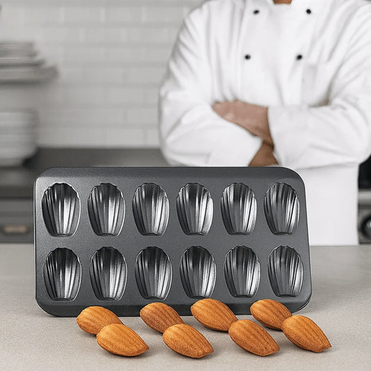 12‑Cavity Nonstick Black Madeleine Baking Tray