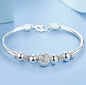 Adjustable Size 925 Sterling Silver Bangle Cuff Dreamcatcher Tassel Feather Round Bead Charm Bracelet Jewelry For Women Wedding