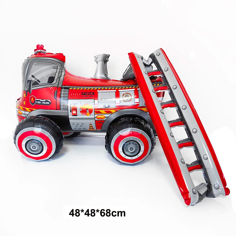 1pc Large Transportation Balloon Racing Balloon Fire Truck Ambulance School Bus Excavator Motorcycle Balloon for Boys Birthday