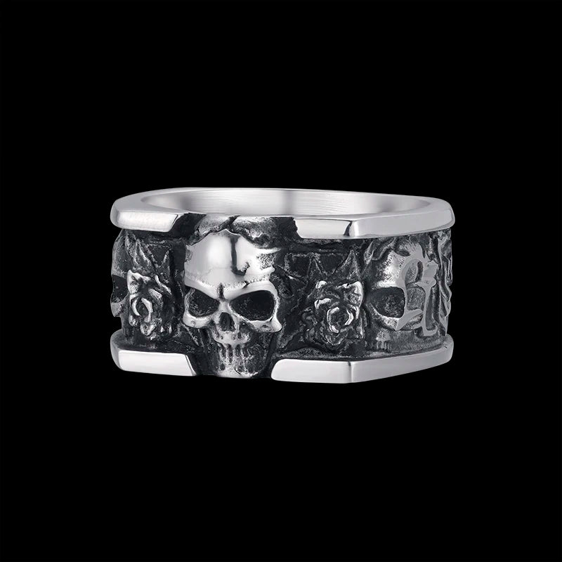 Steel Gothic Accessories Lost Skull Ring Anel Masculino Punk Jewelry Boyfriend Gift OSR731